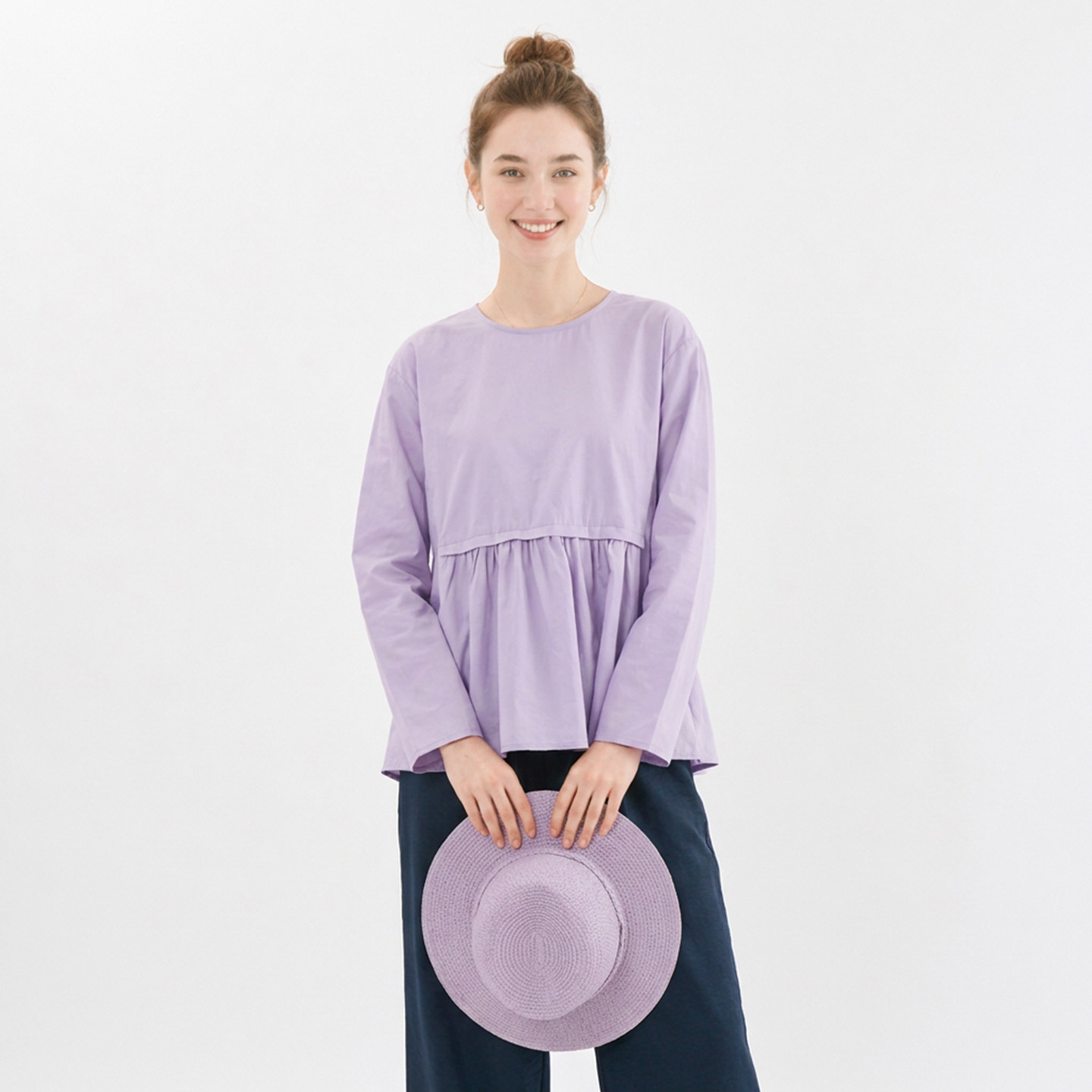 小个子女装紫色上衣2026新款春秋季长袖宽松衣服t恤韩版678+523