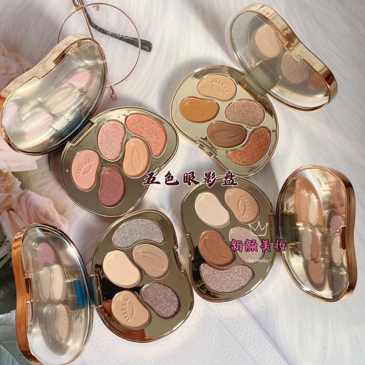 维尼小熊色彩斑斓五色眼影哑光珠光细闪修容提亮自然百搭网红爆款