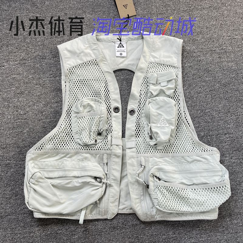 男女純色網眼多口袋工裝馬甲