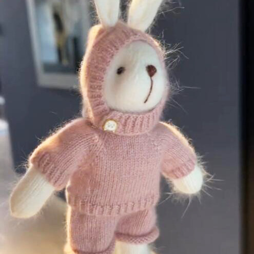 手工编织兔子玩偶diy材料棒针小兔子玩偶挂件自制材料包