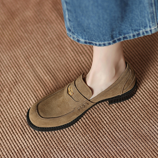 2026春季 女鞋 百搭单鞋 粗跟牛翻皮简约通勤乐福鞋 子 经典 lorem香港