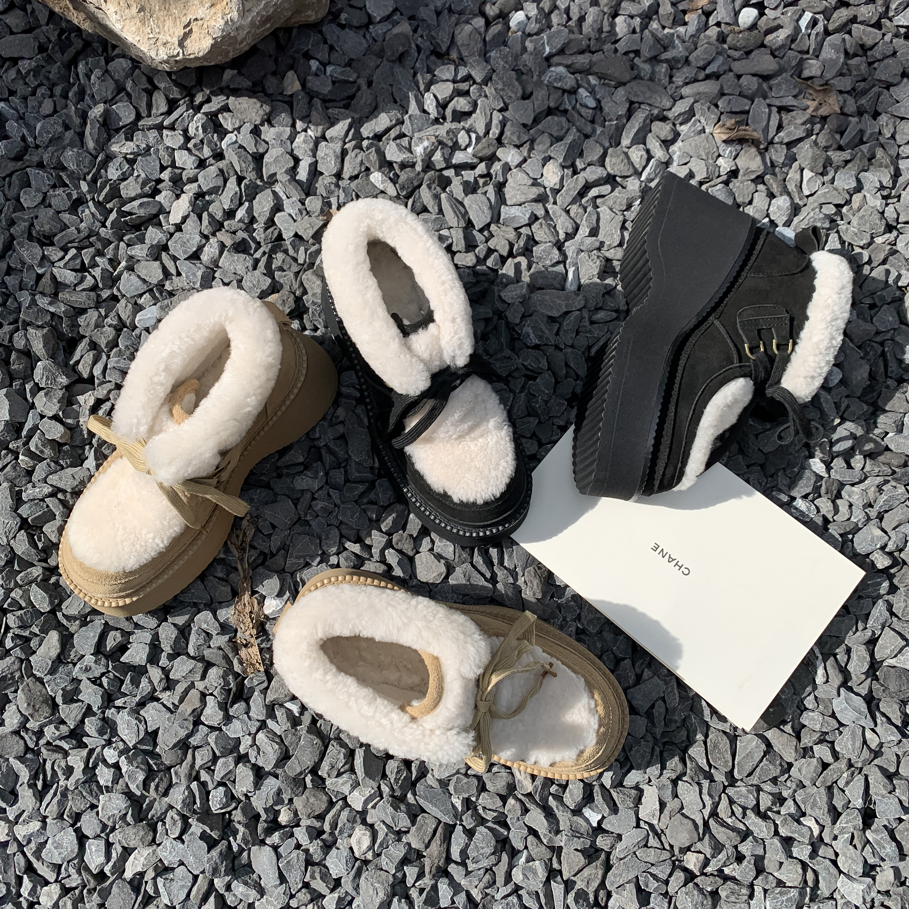 厚底系带休闲百搭毛毛雪地靴