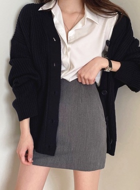 灰色包臀短裙西装a字半身裙女2025新款春夏季高腰显瘦黑色半裙