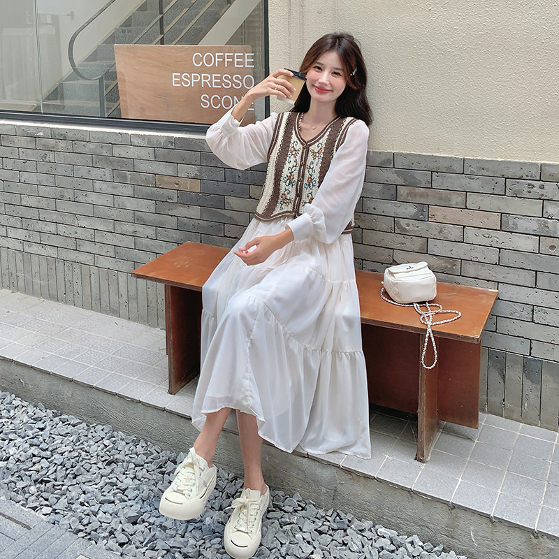 针织马甲连衣裙套装2C170-6007-P155-K218,女装连衣裙,2C170