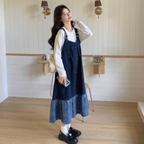 蓝色牛仔背带裙女2025春季新款设计感超好看宽松减龄鱼尾长裙，女装连衣裙，2C170