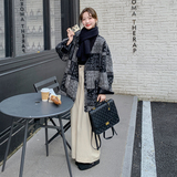 韩系复古格子设计感皮毛一体厚外套女2025冬季新款宽松慵懒风棉服，女装毛呢外套，2C170