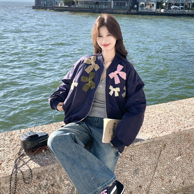 新款蝴蝶结棒球服外套2C170-1317-P165-K268,女装短外套,2C170