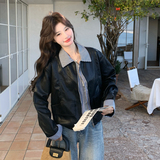 新款皮衣J假两件拼接外套C170-1316-P155-248，女装短外套，2C170