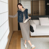 秋款马甲条纹两件套2C170--3028--P155控218，女装连衣裙，2C170