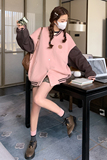 粉色美式复古拼接棒球服短款外套女春秋新款设计感小个子休闲上衣，女装短外套，2C170