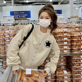 美式慵懒chic短款棒球服外套女春秋2025独特超火好看休闲小众夹克，女装短外套，2C170