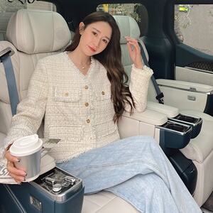 精致粗花呢拉毛小香风外套女2024春秋新款小个子气质高级感短上衣图片