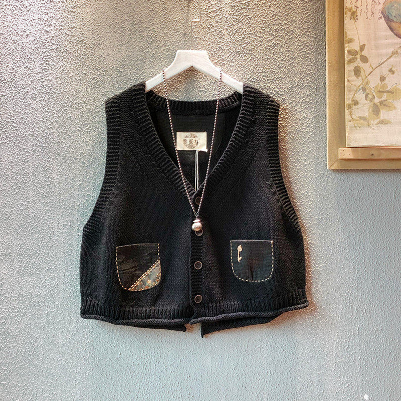 棉线开衫马夹女无袖外搭