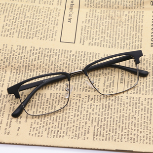 近视眼镜男超轻复古眉毛半框可配度数防雾防蓝光眼睛平光镜女镜架