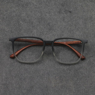 配大框男女复古近视眼镜木纹黑框有度数防蓝光树脂成品眼镜框文艺