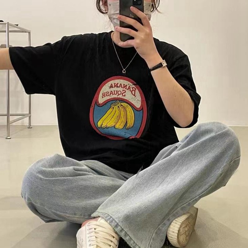 短袖通勤韩国代购印花纯棉女T恤