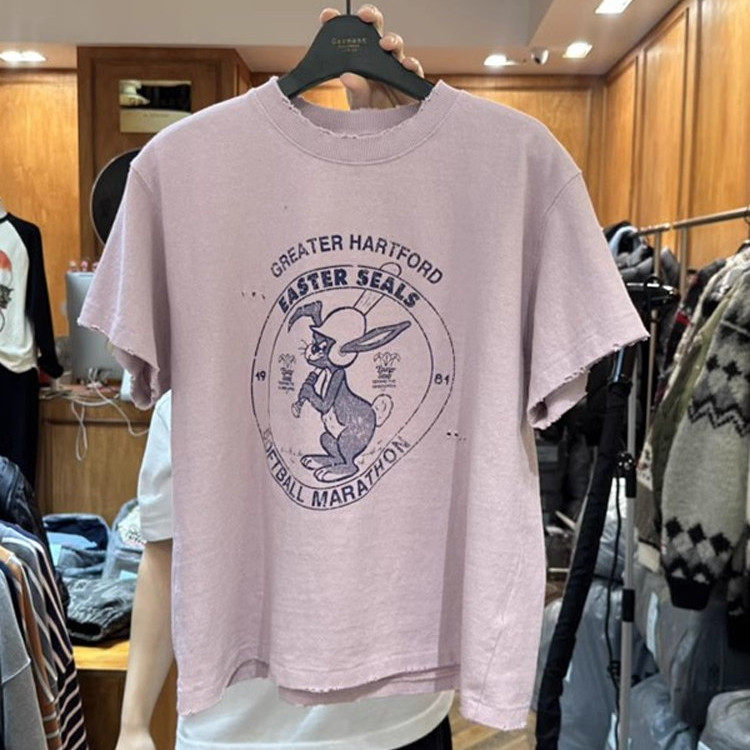 现韩国东大门代购女装GARMENT2025春夏新款百搭洋气兔八哥破洞T恤
