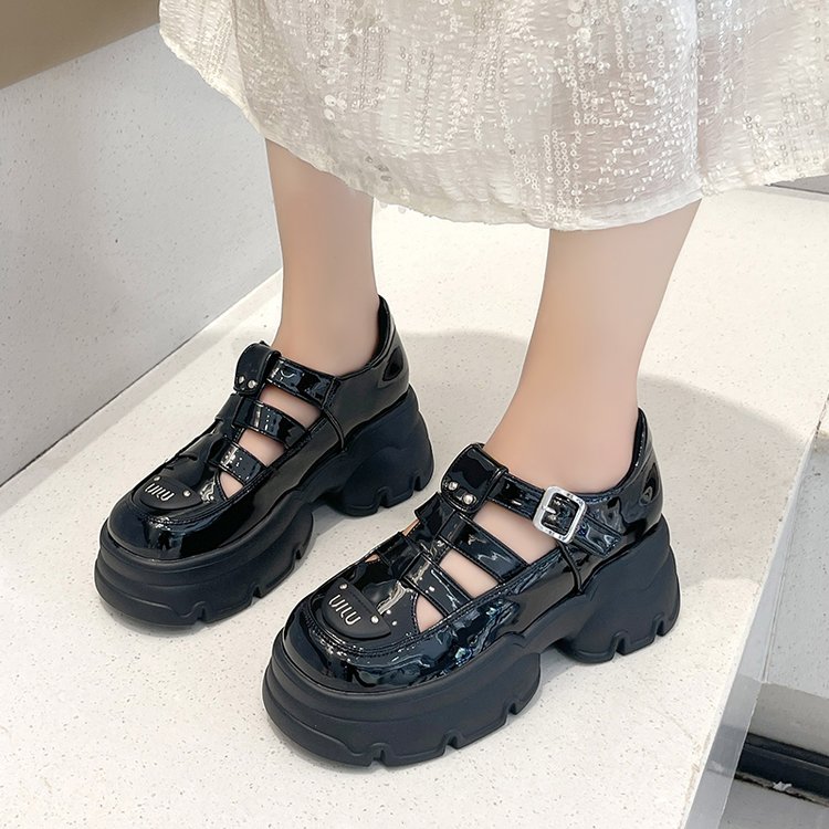 厚底增高包头凉鞋女外穿2025夏季新款松糕底洞洞鞋镂空编织猪笼鞋