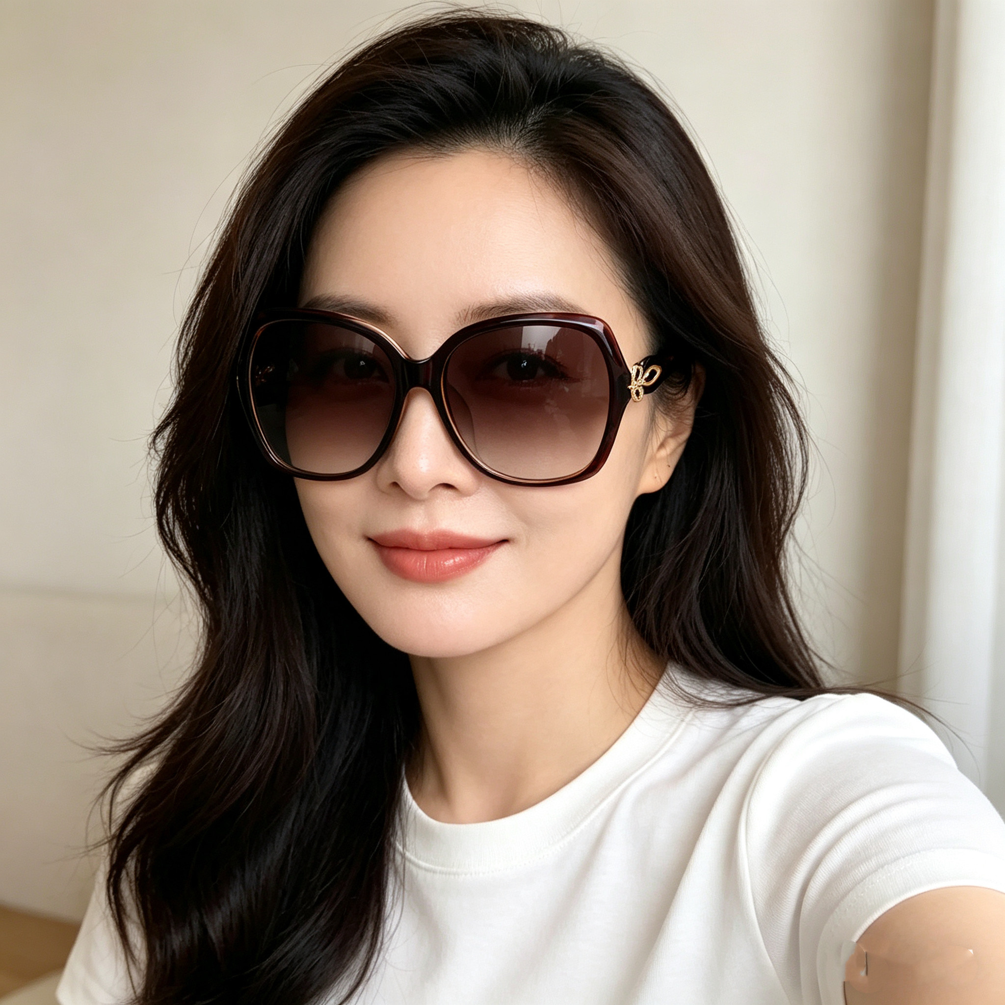 太阳镜女士防紫外线圆脸大脸显瘦优雅墨镜舒适开车偏光眼镜妈妈款