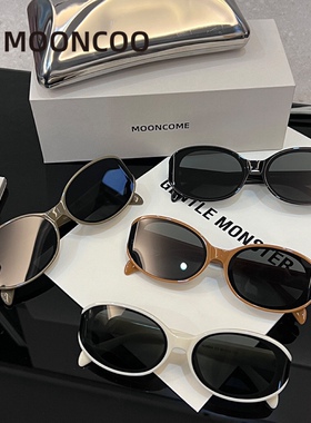 GM墨镜韩版复古猫眼黑色女士圆脸高级感太阳镜防晒防紫外线曲面屏