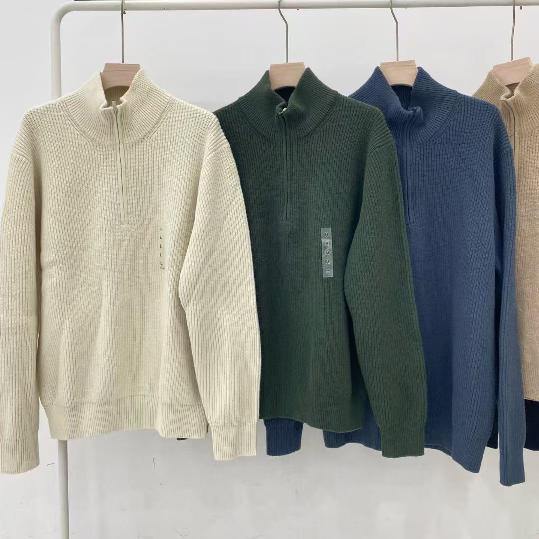 男装女装情侣款舒芙蕾半拉链针织衫毛衣毛衫2025秋冬季新款478546