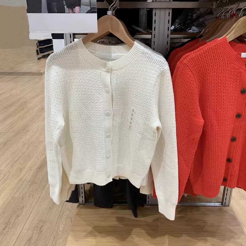 日单秋冬女装单排扣圆领小香风针织长袖开衫毛衣外套上衣480025