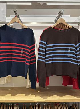 女装3D棉质圆领条纹针织衫毛衣毛衫春季新款上衣484504/482974