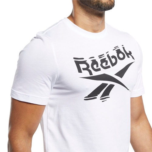 Reebok锐步男子运动训练跳绳全棉短袖T恤BrandedCrew FK6030白色