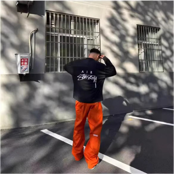 2026春秋新款高街橘色刺绣休闲裤男户外冲锋显瘦三防弯刀工装长裤,男装,休闲裤,淘宝优惠券,粉丝福利购,淘宝优惠卷