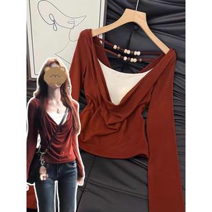 卓泽网批人棉随心裁260克手工串珠韩系假两件长袖 设计感上