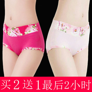 天天特价女土内裤莫代尔竹炭纤维印花女士木代尔中腰三角短裤头衩