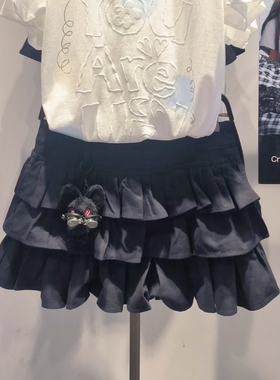 2026夏季新款女装潮流挂件装饰莱赛尔百褶超短半裙560026