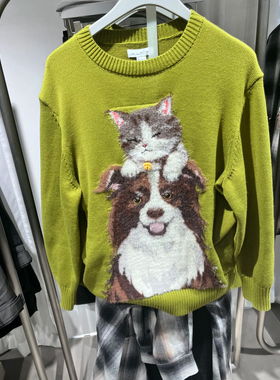 2025秋新款男女装趣味休闲萌宠图案圆领针织衫情侣毛衣UUV950026