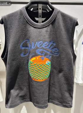 坎肩欧美2025春季新款女装时尚休闲撞色图案圆领无袖T恤450095