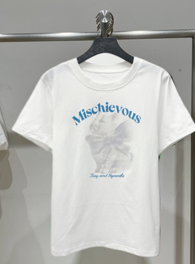 2025春季新款女装时尚休闲设计感印花圆领短袖T恤450100