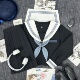 青月社基础款 日系原创学院风JK制服 黑身白领蓝三本水手服短裙套装