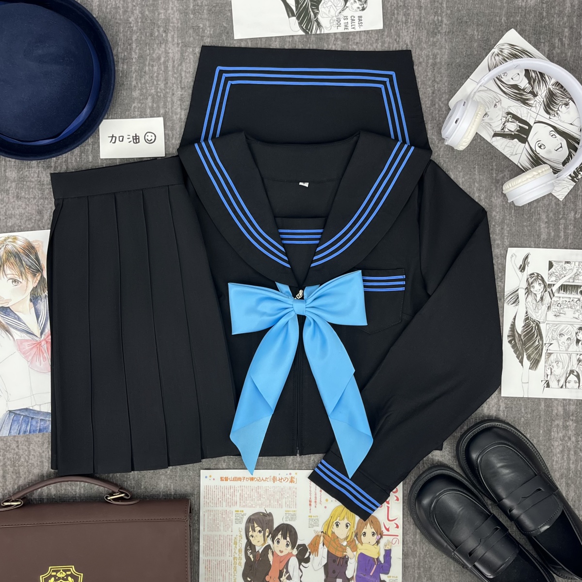 青月社改良蓝三本日系学院风校服