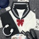 青月社黑领白三本水手服日系甜妹JK制服学院风拉链款 校服短裙套装