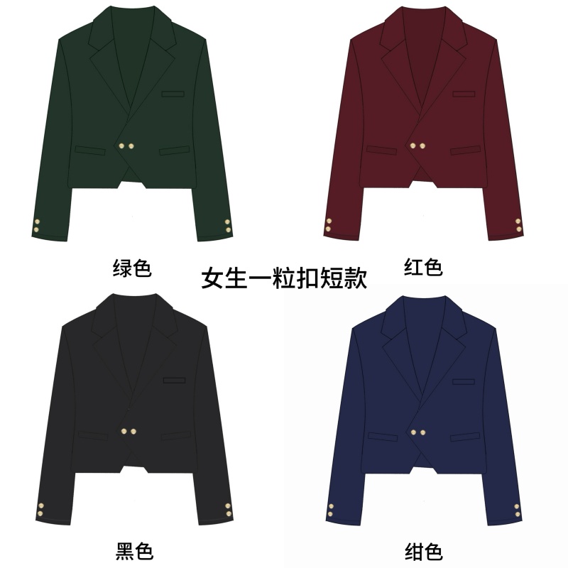 青月社原创正版JK制服西装春秋学院风校供感一粒扣短款西服外套女