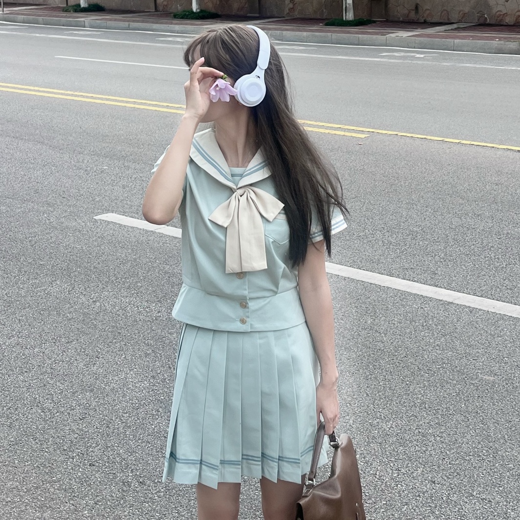 青月社原创正版薄荷绿水手服时夏