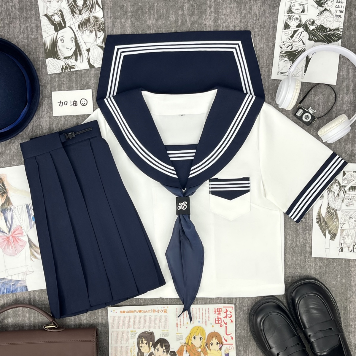 青月社JK制服改良白三本水手服