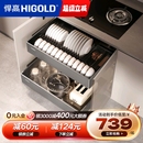 悍高橱柜拉篮铝合金双层开门式 碗篮内置碗架304不锈钢收纳碗碟篮