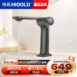 悍高面盆水龙头冷热双控恒温防溅水龙头枪灰色卫生间台盆铜制龙头