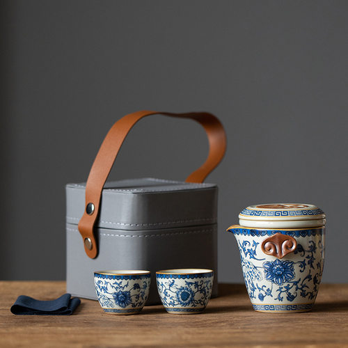 青花汝窑旅行茶具6131