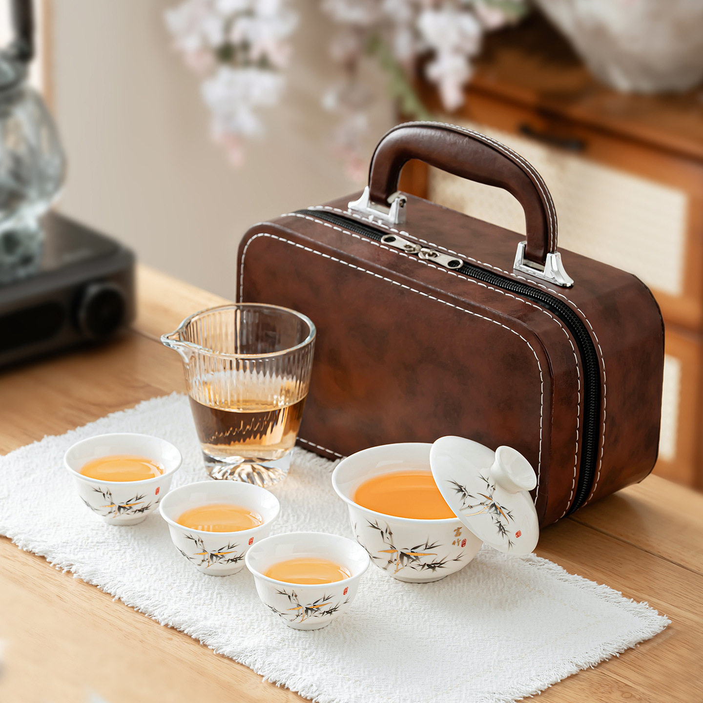 便携高档白瓷旅行茶具