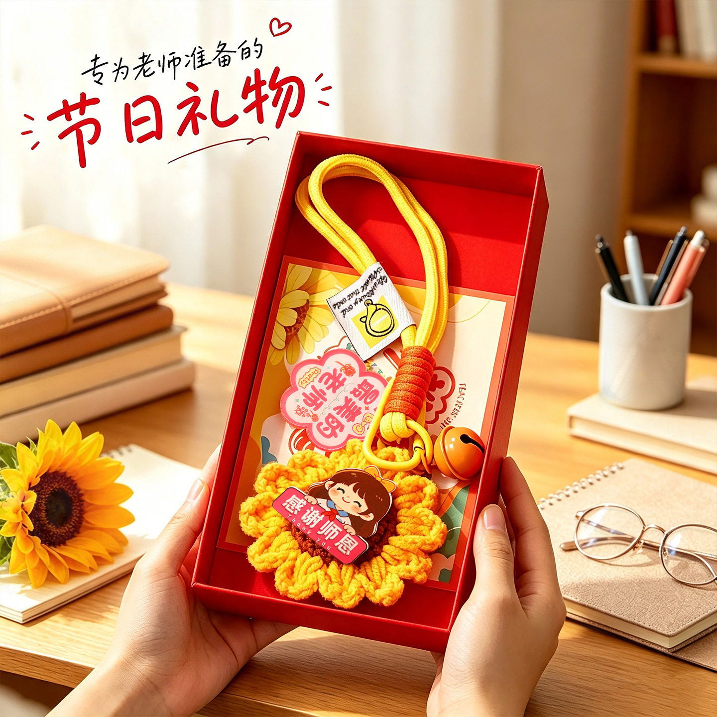 向日葵钥匙扣教师节礼物