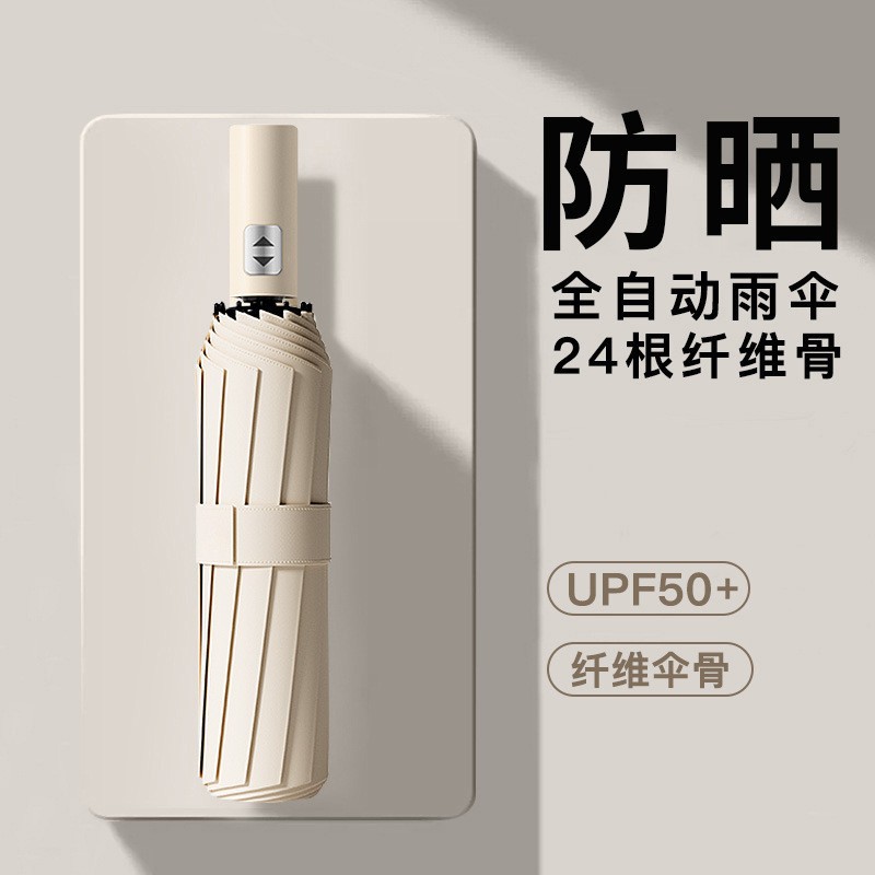 24骨加厚抗风晴雨两用黑胶伞