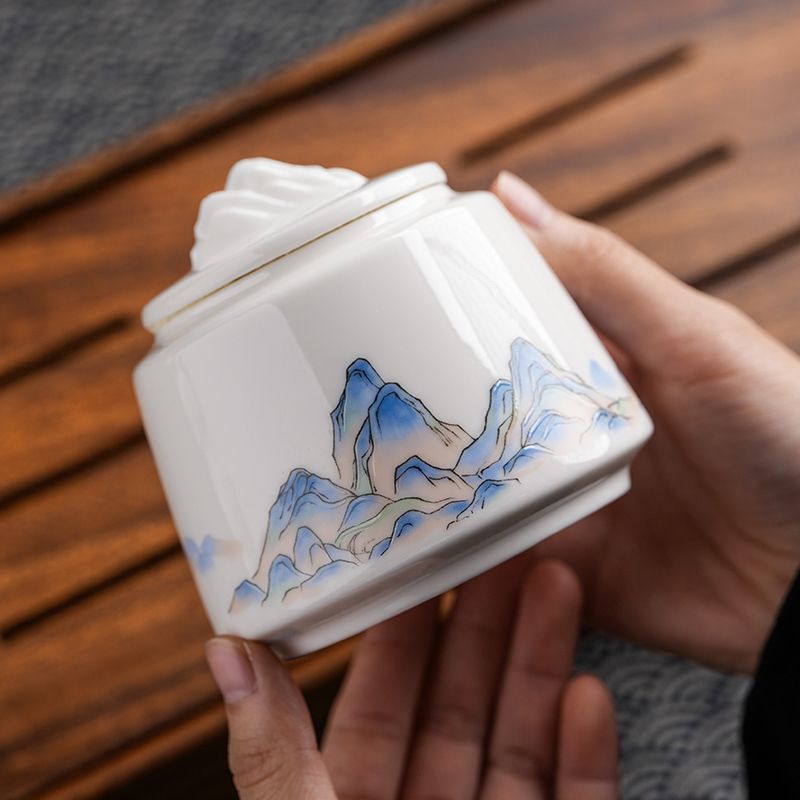 中式国风瓷质茶叶储存罐