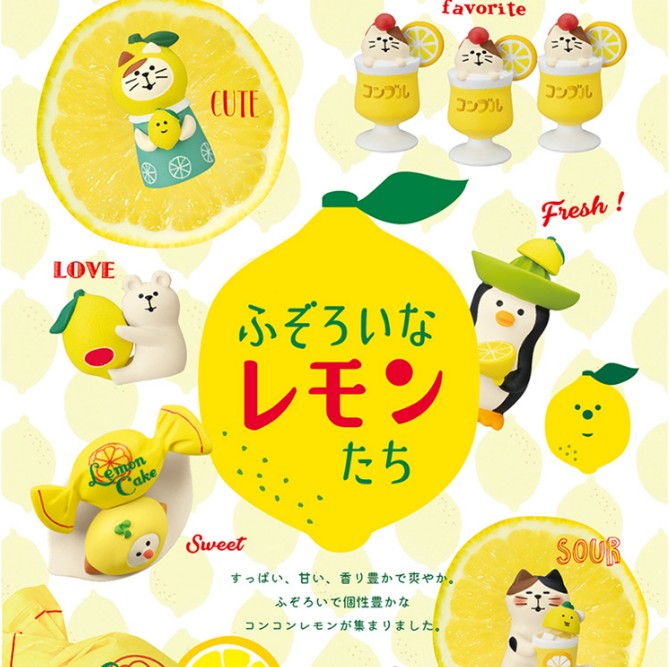 decole水果柠檬汽水猫树脂公仔