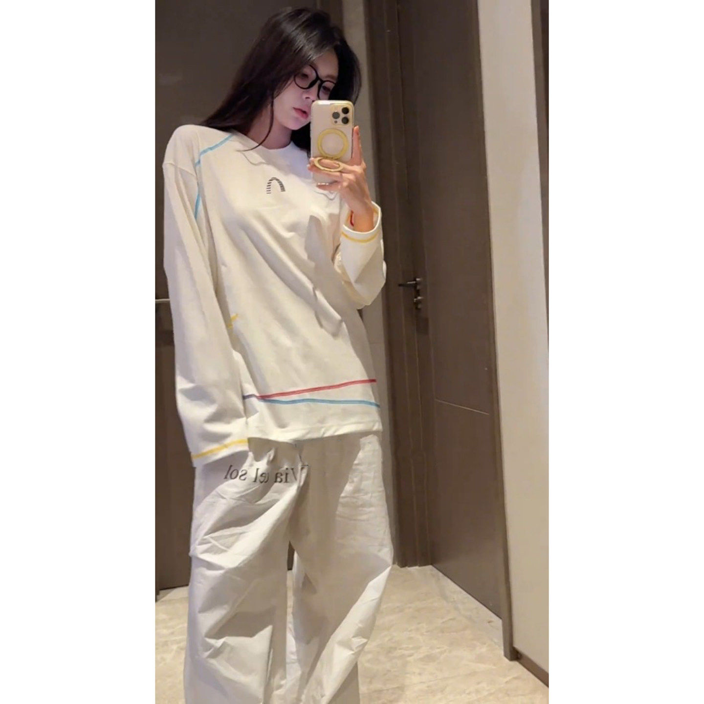 白色速干长袖t恤男女夏季美式街头防晒上衣高级感慵懒宽松打底衫